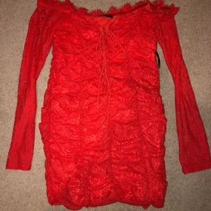 Sexy red lace dress